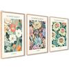 ag.art deco Set di 3 Quadri Moderni 30x40cm Senza Cornice Legno MDF Robusto | Mercato dei Fiori, Decorazione da Parete, per Soggiorno e Camera da Letto, Design Moderno, Vetro Protettivo, Soggiorno