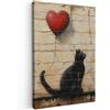 MuchoWow© Quadro su Tela Stampe da Parete Quadri Cucina Camera da Letto | 40x60 cm - Dipinto Arredamento Casa Street art - Gatto - Palloncino - Graffiti - Banksy