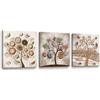 Lupia - Set 3 Quadri su Tela 57x57 cm, TREE Albero della Vita, Decorazione per Soggiorno, Camera da Letto, Cucina, Ufficio, Telaio in Legno Ecologico, Realizzati in Italia