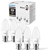 LVWIT Lampadine LED C37 B22 Candela - 5W Equivalenti a 40W, Luce Bianca Calda 2700K, 470Lm, Non Dimmerabile, Pacco da 6 Pezzi
