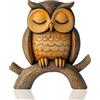 Aurelx Gufo decorativo in legno, portafortuna, statuette in legno piatto 2D, in legno, per camera da letto, soggiorno, libreria, ufficio, regalo per gli amanti degli animali