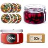 KADAX Set da 10 barattoli per marmellata da 250 ml con coperchio a vite Ø 82 mm in stile aiuola - ermetici, lavabili in lavastoviglie, ideali per marmellate, chutney, sottaceti, carne, paste e