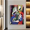 Rumlly Donna con libro di Picasso ， Quadro su tela Wall Art Picture Famosi poster e stampe per soggiorno Decorazione domestica 80x120 cm Senza cornice