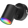 ledscom.de Spot a parete WAIKA, luce singola, con interruttore, GU10, nero opaco, incl. lampada LED Smart Home RGBW GU10, 5,41W, 473lm