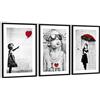 Novart Collage di Stampa Banksy con Cornice - Set di 3 Opere d'Arte per Decorare Soggiorno e Ufficio - N103136aR2