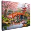MuchoWow© Stampe su Tela Foto Quadri Moderni Camera da Letto Canvas Quadro | 70x50 cm - Salotto Decorazione Parete Giardino giapponese - Fiori di ciliegio - Alberi di sakura - Giappone