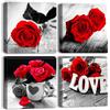 Artscope Stampe e Quadri su Tela 4 pz. Rosa Rossa Immagine Fotografia Murale Tela Wall Art Bel Regalo per Home Decor Ristorante Cucina Regalo di Anniversario Compleanno 30x30CM
