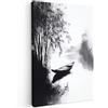 MuchoWow© Quadri Con Cornice Decorazione Quadri Per Camera Da Letto | 80x120 cm - Quadretti Da Parete Moderni Quadro Moderno Soggiorno Grande Foto Su Tela Barca - Fiume - Canne - Chiaro