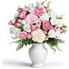 Luabue Bouquet di Fiori Artificiali Garofani Rosa e Rose Bianche Ortensie | Acquatiche e Felci Fiori Artificiali Decorativi Fiori Finti per Matrimonio San Valentino Festa Della Mamma