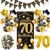 Alaoo 70 Anni Striscione di Compleanno, Unisex, Oro Nero,Verticale | 70 Anni Set di Decorazioni di Compleanno, Adatto per Decorazioni per Feste di Compleanno