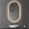 PHQCIV Specchio Ovale A LED, Specchio Da Bagno Con Luci, 40x70cm|40x80cm|50x80cm|60x90cm, Specchio Da Parete, Specchio Di Vanità Illuminato, Luce Dimmerabile A 3 Colori, Interrutt(Size:60X90CM,Color:Stile B)