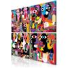 decomonkey Quadri Moderni Soggiorno Set Astrazione, 4 pezzi, 20x20 cm | Tela strutturata su telaio in legno, decorazione per camera da letto e ufficio, colorato, Quadro Stampa su Tela