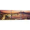 Generico Panorama Napoli al Tramonto con Vesuvio - 3 Quadri 40x40 cm - Quadro su tela con telaio in legno, Decorazioni Camera da letto, Bagno, Cucina, Ufficio, Sala da pranzo, Bar