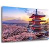 Printerland Quadri Moderni PAESAGGIO MONTAGNA Pagoda Giappone Quadro moderno da Parete XXL grande Stampa su tela Canvas Decorazione Murale muro Soggiorno Arredo Camera da letto Cucina (30x50 cm, 8)