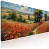 CheQuadro! Quadro moderno soggiorno, orizzontale lungo, Sentiero tra i Papaveri Rossi, su tela, intelaiato pronto da appendere bow37-90x40 cm