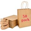 YFZYT 50 Pezzi Sacchetti Regalo Piccoli 21x15x8CM Sacchetti Carta Marrone | Buste Carta con Manico Shopper in Kraft Carta Borsa Regalo, per Feste Compleanno Natale Matrimoni Shopping