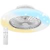 tectake® Lampada da Soffitto LED con Ventilatore 20 W, Ø 50 cm, 3000-6500 K | 3 Velocità Ventilatore, Silenzioso, Dimmabile, 3 Tonalità di Luce, Retromarcia per Uso Invernale, Timer e Telecomando, Bianco
