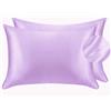 Juwenin Home - Federa in raso per proteggere capelli e pelle del viso e prevenire le rughe, setosa ed elegante, con zip nascosta, misura standard: 50 x 75 cm, colore: lavanda, confezione da 2