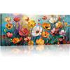 FajerminArt Grande Quadri su Tela Con Cornice, Fiori Vintage Colorati Quadro Tela Moderni Rosso Arancio Fiori Stampa su tela Poster Pittura Soggiorno Camera da letto ristorante Decorazione Murale Quadro 120x50cm