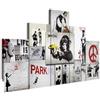 B&D XXL - Quadri Moderni per Camera da Letto Matrimoniale, Banksy 150x75cm | Chiodi Inclusi, 5 Pezzi, Quadro Moderno, Murale Arte, Stampe da Parete, Resistenti Allo Sbiadimento, Produzione Europea
