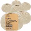 HANSA-FARM 100% lana di alpaca in più di 50 colori (non punge), set da 300g (6 x 50g), lana di baby alpaca morbida per maglieria e uncinetto in 6 spessori di filato - Gomitoli lana beige