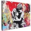 MuchoWow© Quadri Grandi Dimensioni Quadretti Da Parete Quadro Moderno | 70x50 cm - Camera Da Letto Stampa Foto Su Tela Soggiorno Cornice Decorazioni Graffiti - Bianco e nero - Street art