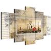 B&D XXL - Quadri Moderni per Soggiorno, Paesaggio Torre Eiffel, 150x75 cm | Chiodi Inclusi, 5 Pezzi, Quadro Moderno, Stampe su Tela, Murale Arte, Parigi, Resistenti Allo Sbiadimento, Produzione Europea