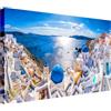 Wallazz Quadri Moderni Soggiorno Grecia, Santorini, Mare, Tramonto - 100% Made in Italy - Stampa HD su Tela Canvas - Quadro Camera da Letto - Qualità Artigianale - 70x140cm