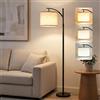 PreeOtti Lampada da Terra PreeOtti, Piantana Lampada da Terra Moderna con 3 Temperature di Colore, Paralume in Lino Regolabile, Lampada da Terra Vintage per Soggiorno Camera da Letto Ufficio(Lampadina Inclusa)