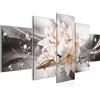Runa Art Murali Da Parete Fiori Gigli 5 Pezzi Quadro Tela Non Tessuta Decorazione Soggiorno Astratto Grigio Beige 020152c