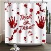 SDOTPMT 120x180cm Trick o Treat Tenda da Doccia Creepy Horror Casa Bloody Handprint White Bath Curtain Halloween Tema Vasca da bagno Tenda per Bagno Decor con Ganci