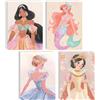 Mojoliving - Set di 4 poster con principesse, immagini murali in colori pastello A4, stampe d'arte per cameretta delle bambine, cameretta dei bambini o decorazione del soggiorno, illustrazioni, stampe