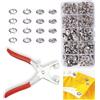GTAAOY Bottoni a pressione in metallo, 9,5 mm, con pinza, 100 pezzi | Kit di strumenti a pressione per tessuti, vestiti per bambini, bavaglini, camicie, tappezzeria, artigianato