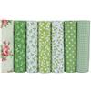 Crafts Fabrics CraftsFabrics Lotto di 7 Scampoli di Tessuto 100% Cotone Stampato (40,6 x 50,8 cm) per Trapuntatura, Scrapbooking, Progetti Fai da Te, Collage - Verde
