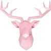XYQXYQ Scultura da parete testa di cervo rosa,Arte moderna da appendere alla parete,Decorazione da parete 3D,Decorazione della testa di animale della resina del soggiorno della galleria