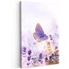 MuchoWow© Stampe su Tela moderne Quadro Moderno Soggiorno Quadretti da | 20x30 cm - Parete Room Decor Lavanda - Farfalla - Viola - con Fiori - Natura