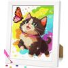 jieyisier Gatto Diamond Painting con cornice in legno, decorazione da parete, 15,2 x 20,3 cm