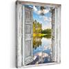 MuchoWow© Quadri Moderni Soggiorno su Tela Quadro Canvas Foto Dipinti | 50x70 cm - Camera da Letto Decorazioni Pareti Acqua - Paesaggio - Finestra - Vista dalla finestra