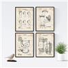 Nacnic VINTAGE - confezione da 4 lama con brevetti vater. Set di poster con antiche invenzioni e brevetti. Scegli il colore che ti piace di più. Dimensioni A3