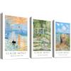 HALFLEMART 3Pcs Stampa su tela Con Cornice Claude Monet Lo Stagno delle Ninfee Pittura Vintage Impressionista Alba Quadri su tela Paesaggio Quadri Moderni Soggiorno Camera da Letto Stampe da Parete 30x40cm x3