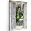MuchoWow© Quadri su Tela Foto Quadro Moderno Soggiorno Canvas Decorazioni | 80x120 cm - Camera da Letto Vista dalla finestra - Foresta - Pietre - Primavera