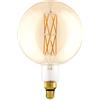 Eglo LED E27 dimmerabile, lampadina vintage ambra di grandi | dimensioni, globo di luce retrò, 8 Watt (equivalente a 60 Watt), 806 Lumen, illuminante bianco caldo, 2100k, G200, Ø 20 cm