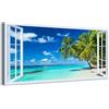 Generico Quadro finestra Spiaggia Paradisiaca - Stampa su tela con telaio in legno - 80x40 cm