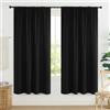 Generic Tende oscuranti al 100% per soggiorno, tende oscuranti per finestre a blocco leggero per finestra a golfo, sala da pranzo, camera da letto, patio, porta, larghezza 132 x lunghezza 183 cm, nero, 2
