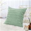 Generic Federa decorativa per cuscino in velluto a coste, 55 x 55 cm, super morbida, stile bohémien, a righe, moderna, per divano, camera da letto, auto, decorazione verde acqua