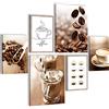Novart Quadros Cucina Di Caffè - Nessuna Cornice Necessaria - Collage Moderno Caffè - Cucina Sala Da Pranzo - N004363a