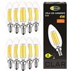 CLAR - Lampadine LED E14 Filamento Luce 4W, Lampade LED, Equivalent 30W-40W, Lampadine Vintage, Attacco Piccolo, LED Luce Calda (Pack 10)