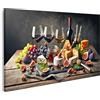 islandburner Quadro su tela, motivo: natura morta con vino, frutta e formaggio, immagine per cucina