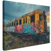MuchoWow© Stampa Su Tela Decorazioni Pareti Canvas Grandi Dimensioni Quadri | 40x30 cm - Con Cornice Moderni Quadro Soggiorno Foto Camera Da LettoGraffiti - Treno - Street art - Neon - Urbano