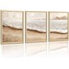 WENGTIAO Stampa su Tela Incorniciata Boho Spiaggia Costiera 30x40cmx3 | Minimalista Astratto Onde Mare Pittura Quadri Moderni Soggiorno Camera da Letto Corridoio Scale Decorazioni Parete